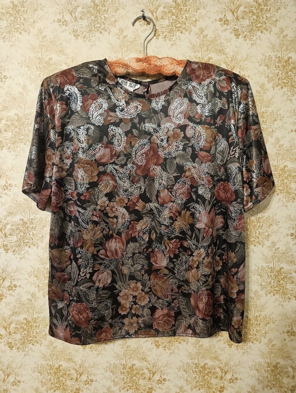 Vintage Dina Ariel Metallic Paisley Top